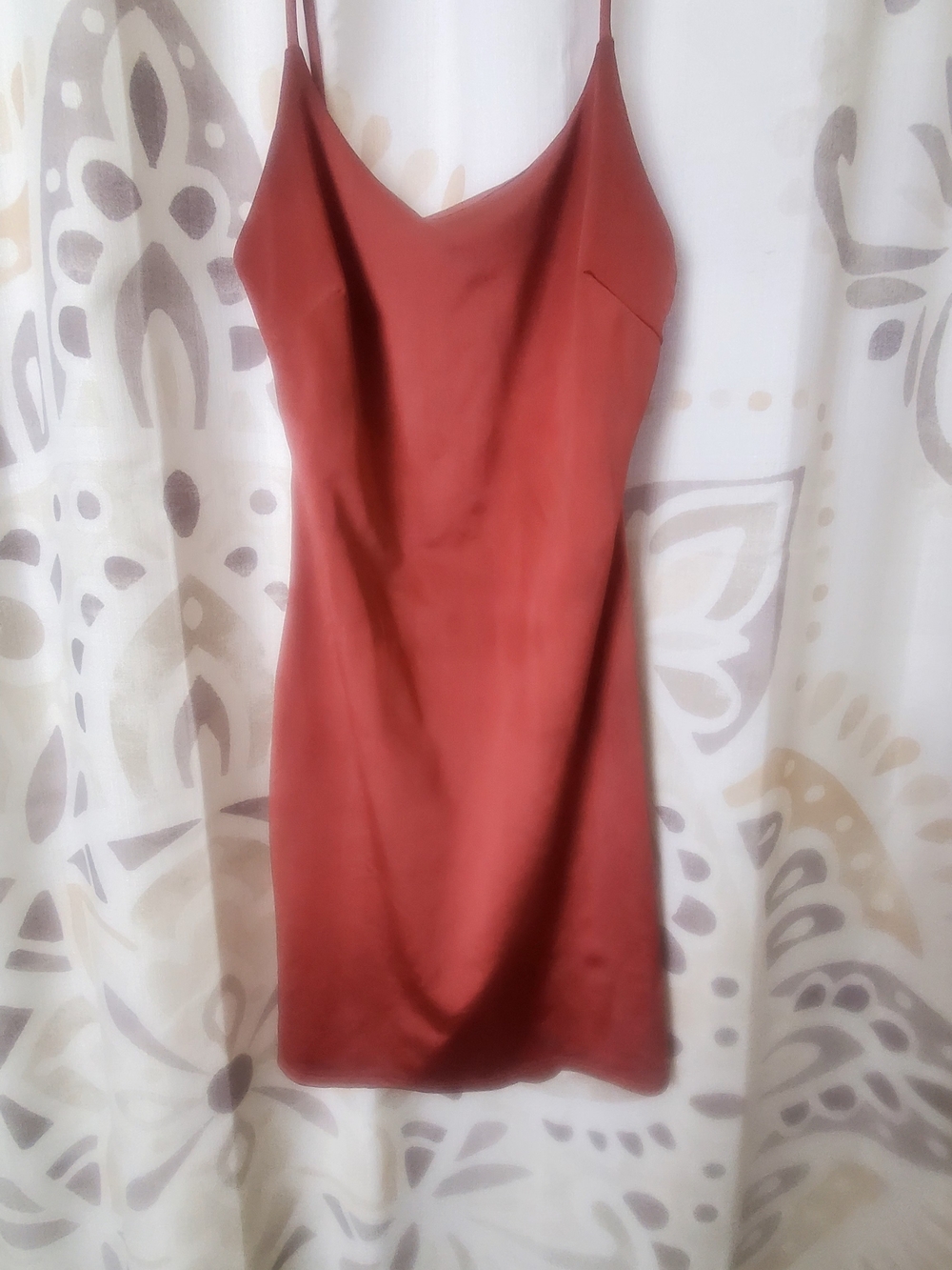 Mind Code Rust Slip Mini Dress with Spaghetti Straps